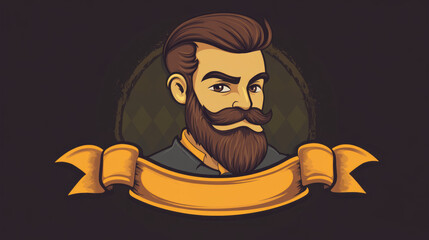 vintage bearded man portrait logo design illustration with retro styling for grooming brands and barbershop vector templates