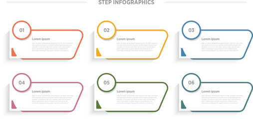 Modern Vector Infographic label design template and 6 options or steps.