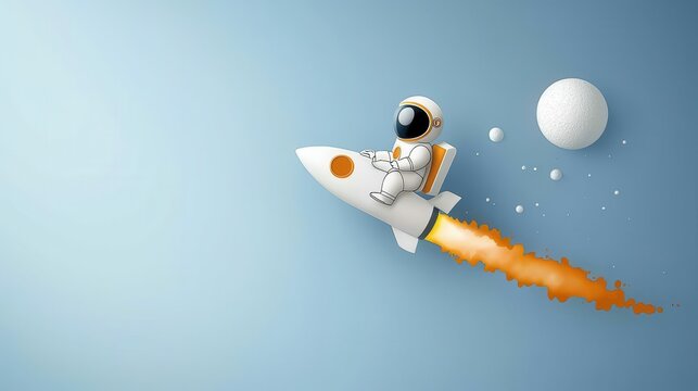 Joyful astronaut journeying through space imaginative digital art cartoon style vibrant colors playful environment optimistic concept
