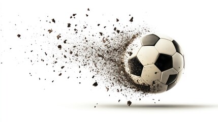 Naklejka premium Falling Soccer ball, Football, isolated on white background, full depth of field