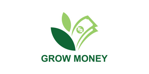 logo design grow money,finance,business,eco,leaf,symbol,icon,idea.creative.