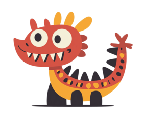 cartoon dragon, isolated on transparent background, transparency png