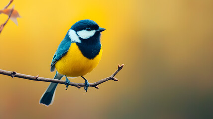 Fototapeta premium Colorful bird perched on a branch natural habitat wildlife outdoor setting close-up view