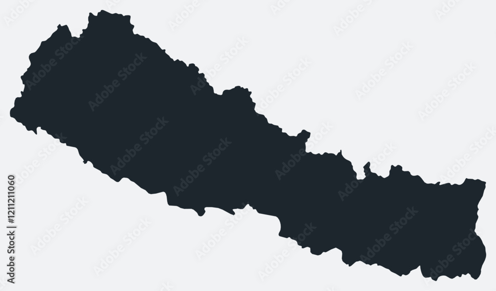 Poster nepal map. just a simple border map. shape of the country. flat blank nepal outline. vector boundary