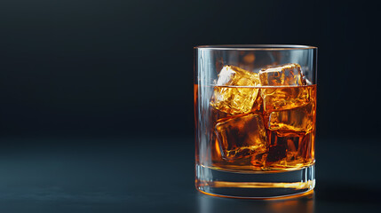 Whiskey on the rocks home bar beverage dark setting close-up shot relaxation concept