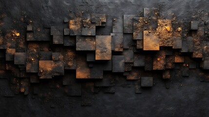 Abstract Black and Gold Cube Texture Background