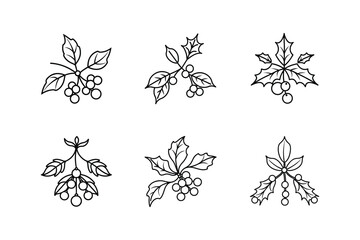 mistletoe icon line art vector illustration