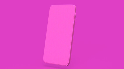 Smart phone on pink Background 3d Rendering.