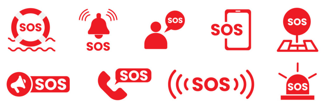 sos icon set. SOS Emergency icon collection