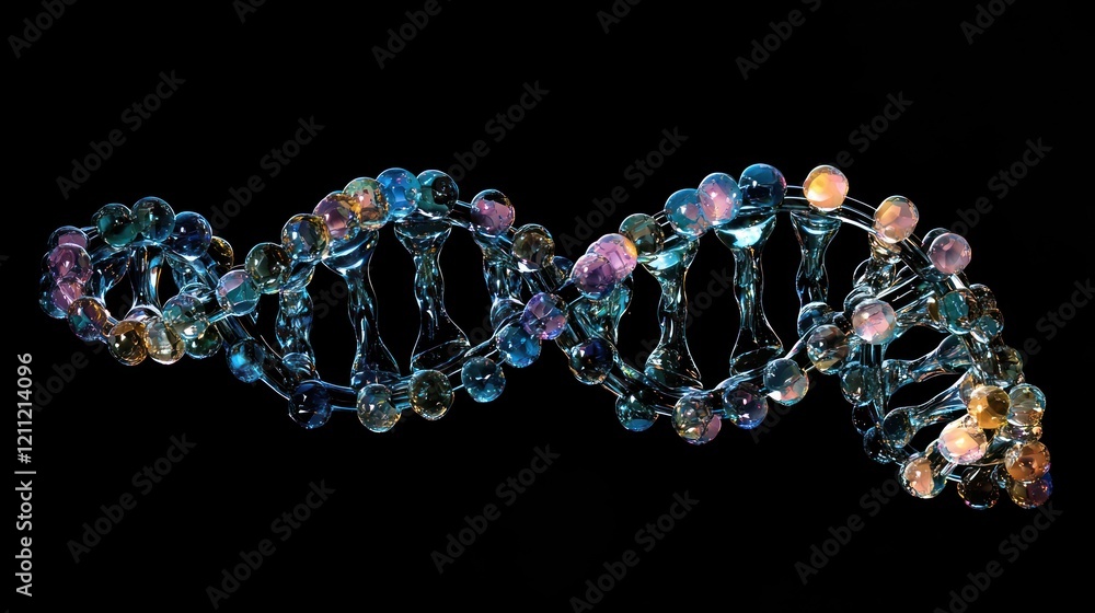 Poster abstract 3d rendering of dna double helix.
