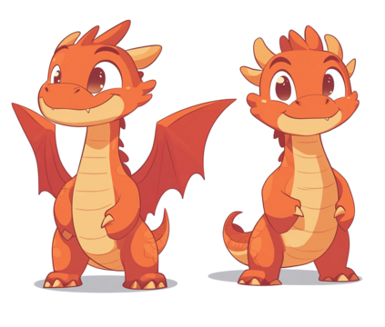 cartoon dragon, isolated on transparent background, transparency png