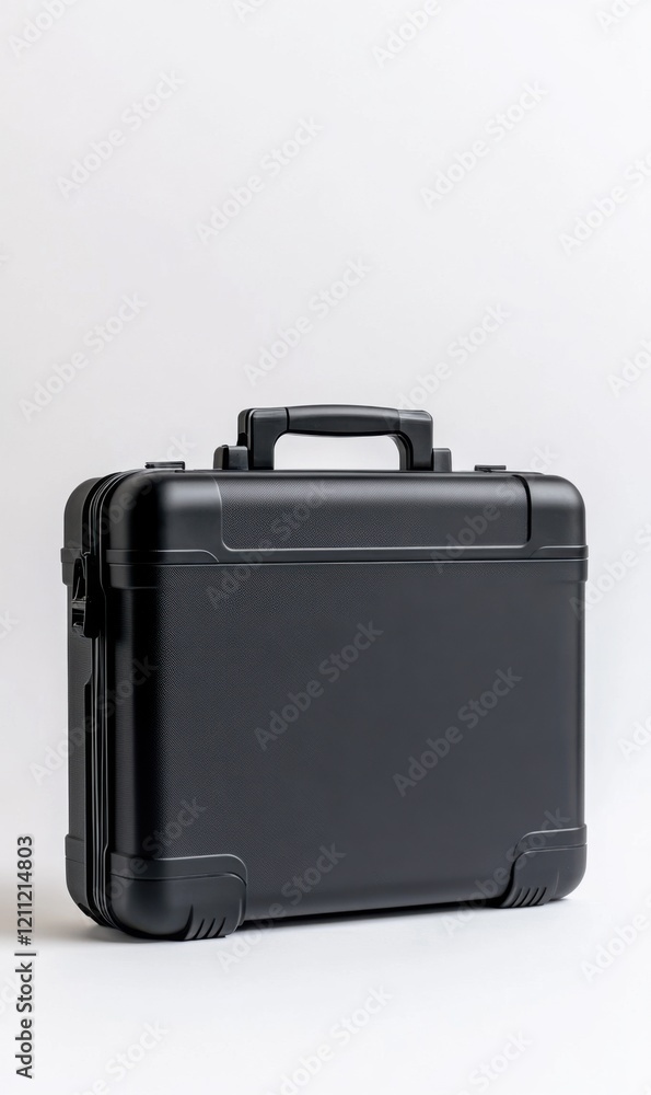 Poster black briefcase with handle and lockable closure for safe storage of documents and valuable items