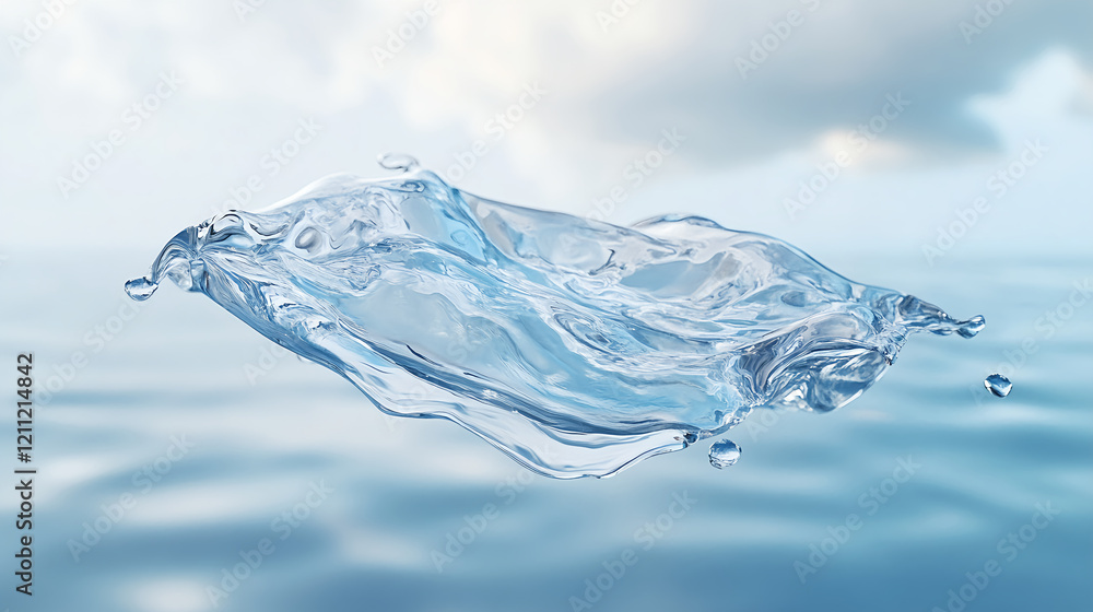 Poster dynamic water splashing action ocean surface digital art tranquil environment aerial view fluidity c