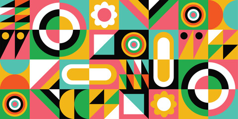 Full color geometric shape background vector