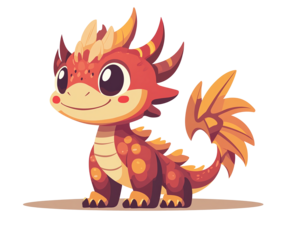 cartoon dragon, isolated on transparent background, transparency png