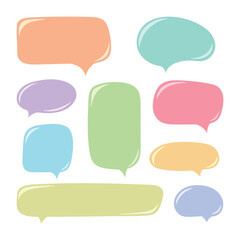Set of colored speech bubbles on a white background with highlights