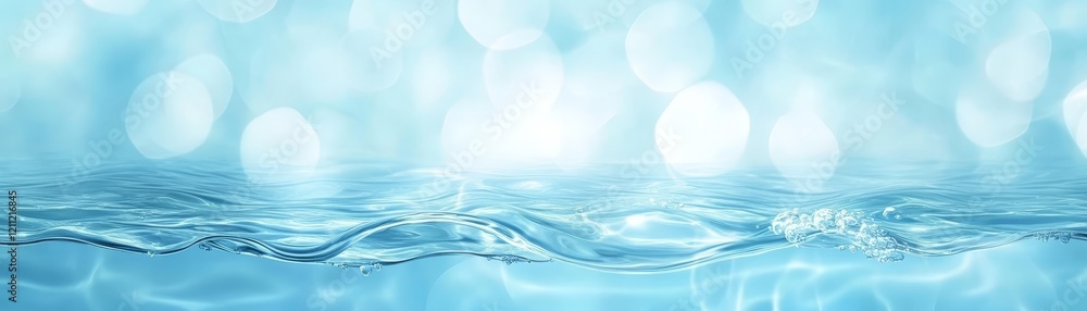 Aufkleber invigorating blue water background with dynamic bubbles and refreshing essence refreshing