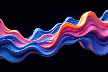 Abstract Swirling Hues A Dynamic Composition of Intertwined Colorful Waves on a Dark Background