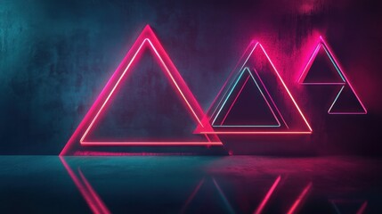 Neon Triangles Abstract Cyberpunk Background