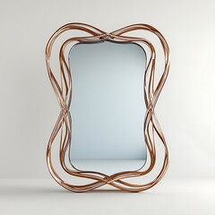 Modern Abstract Copper Framed Mirror Design