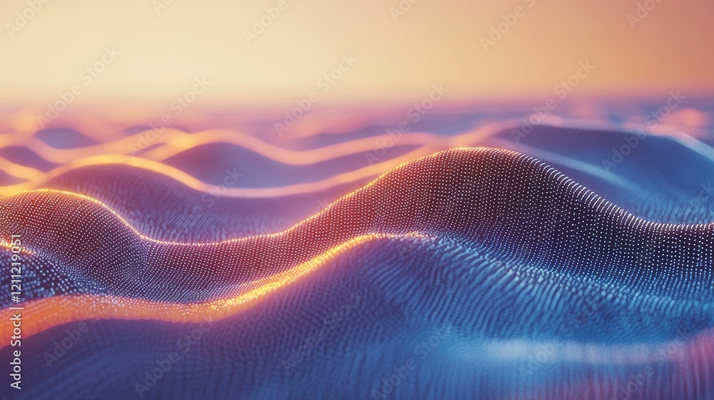 Aufkleber vivid abstract waves with light reflections in soft pastel color palette