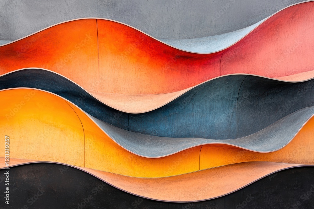 Poster abstract colorful waves in modern design with vibrant tones and textures