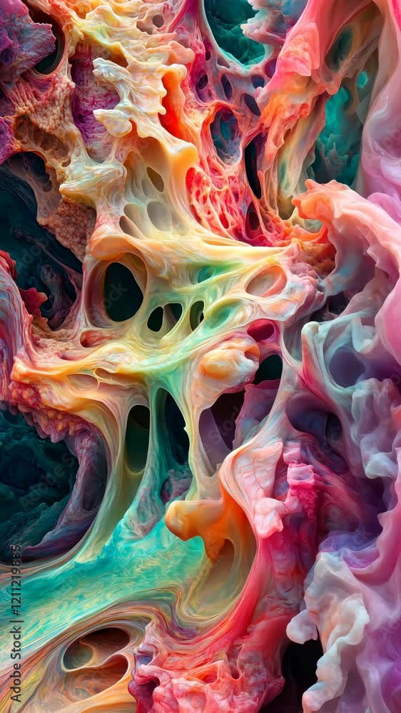 Poster colorful abstract texture resembling fluid dynamics in a vibrant artistic expression