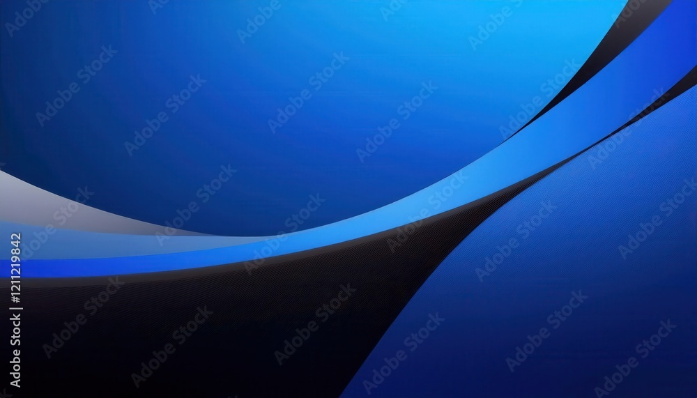 Poster abstract geometric blue background with diagonal black and light blue lines, modern minimalist digit