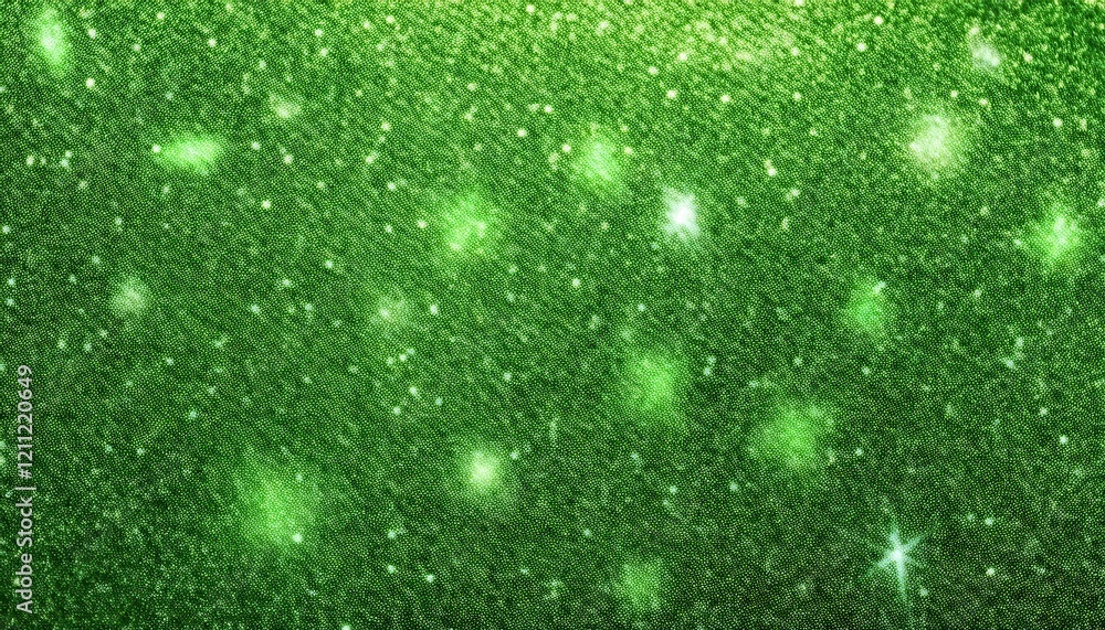 Wall mural glowing green abstract background with sparkling points of light resembling a cosmic scene, ideal fo