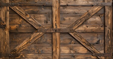Rustic wooden barn door texture with natural grain and knots, ideal for countryside-themed projects