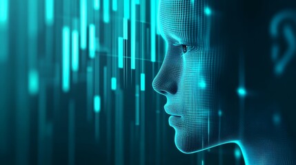Woman's face with futuristic interface, a glimpse into the digital future woman