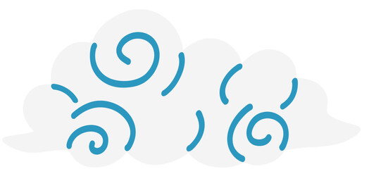 Decorative Stylized Oriental Cloud Hand Drawn Vector Illustration