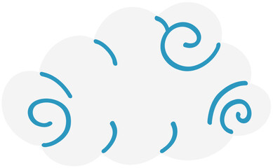 Stylized Decorative Oriental Cloud Hand Drawn Vector Illustration