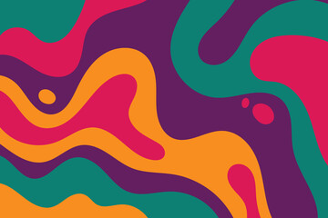 Wavy bold curved lines and squiggles ornament. brush strokes vector seamless pattern. colorful wallpaper.