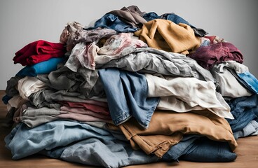 Fototapeta premium Pile of Dirty Clothes Isolated on White Background