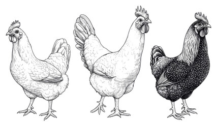 Hand-Drawn Chicken Illustrations for Farms Generative AI
