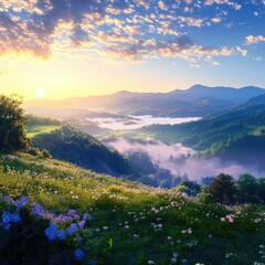 sunset over the mountains