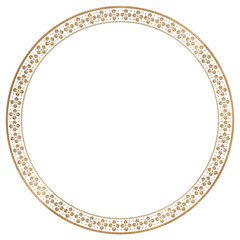 Elegant round frame with intricate gold floral patterns. The gold floral design adds a touch of luxury. Perfect for invitations or decorative projects. Chinese gold frame isolated on white background.