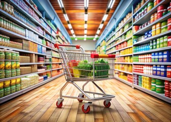 Supermarket Shopping Trolley, Grocery Cart, Retail Store Aisles, Full Shopping Cart, Supermarket Shopping, Grocery Shopping, Gondola Shelving, Store Interior, Shopping Experience, Retail Display