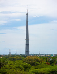 Fototapeta premium The tall Rameswaram TV Tower used for television broadcasting is situated in the town of Rameswaram, Tamil Nadu