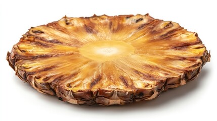 Pineapple slice isolated on white background, full depth of field