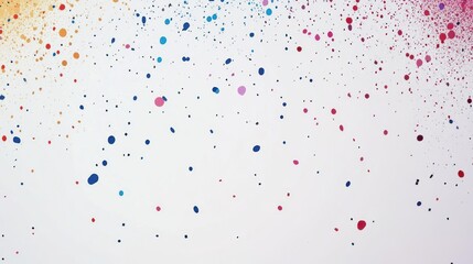 Colorful paint splatters on white background.