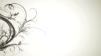 Abstract Floral Design with Swirling Lines and Light Background