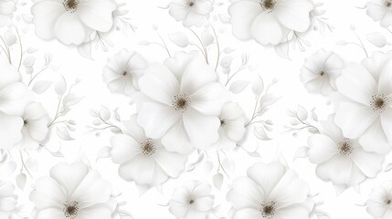 Elegant floral pattern with delicate white flowers and leaves