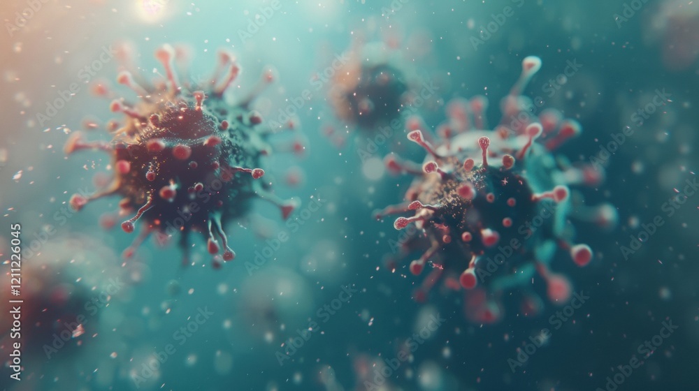 Aufkleber this visual exploration reveals virus particles in a dynamic environment, highlighting their complex