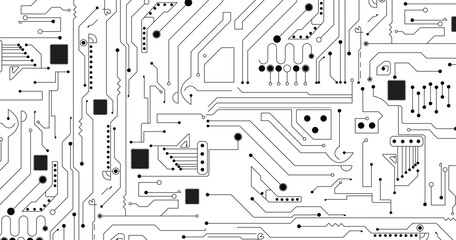Electronic vector illustration. Abstract modern digital science technology futuristic circuit board. Cyber connection on the grey background. Hi-tech communication design.