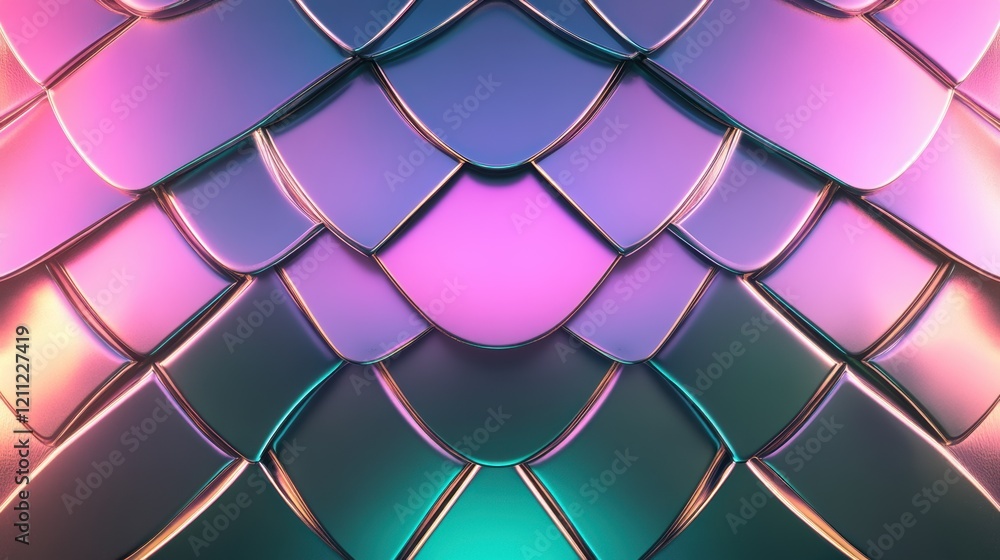 Aufkleber futuristic iridescent scales pattern with vibrant gradient color palette