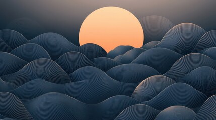 Obraz premium Sunset over ocean waves coastal landscape abstract art tranquil environment aerial view serene concept for relaxation