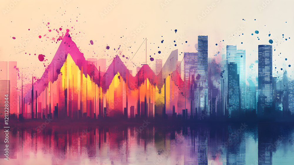 Aufkleber dynamic business growth visualization in urban settings infographic modern environment aerial view d