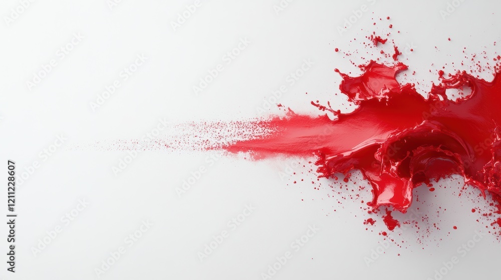 Poster dynamic red paint splash on white background capturing motion and color